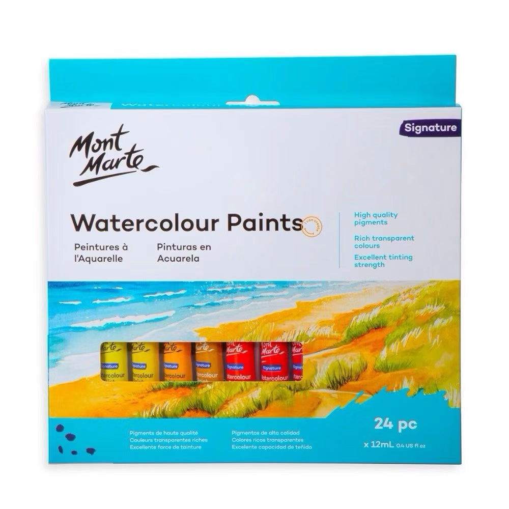Mont Marte Signature Aquarellfarben Set - 12 / 24 Farben x 12 ml - SETL