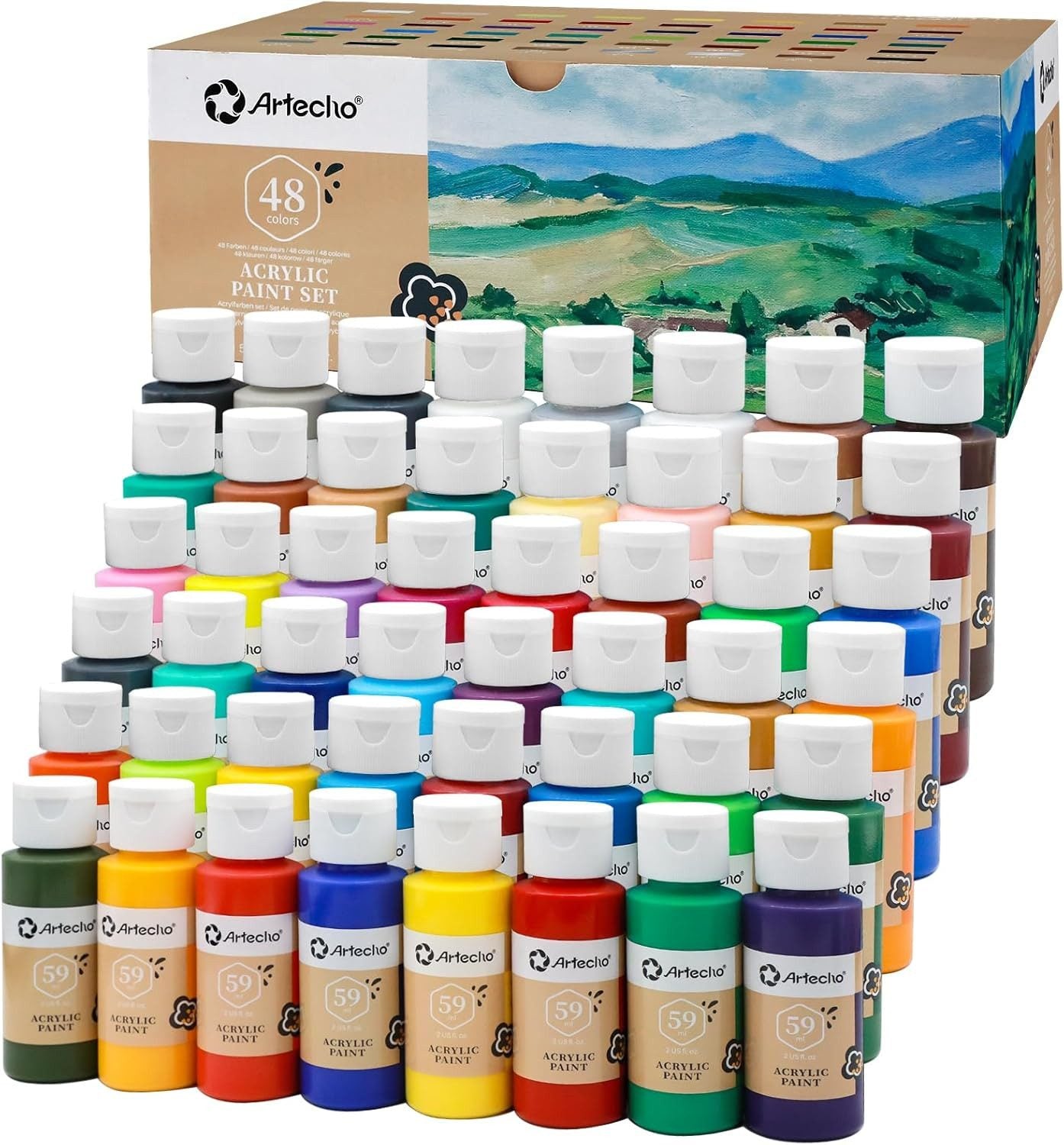 Artecho Acrylfarben Set - 18/24/48 ×59ml in Flaschen