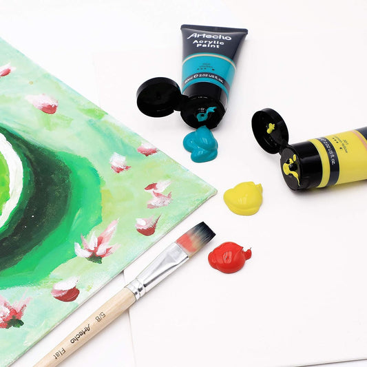 Artecho Künstlerset - 7 Farben, 10 Pinsel und 1 Palette