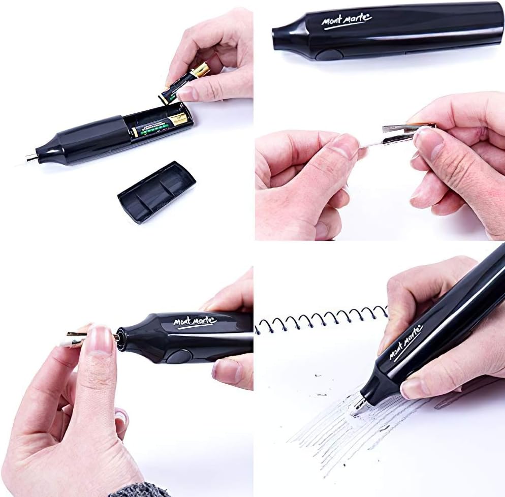 Mont Marte Elektrischer Radierer mit 30 Minen für präzises Zeichnen (Batterien nicht enthalten)