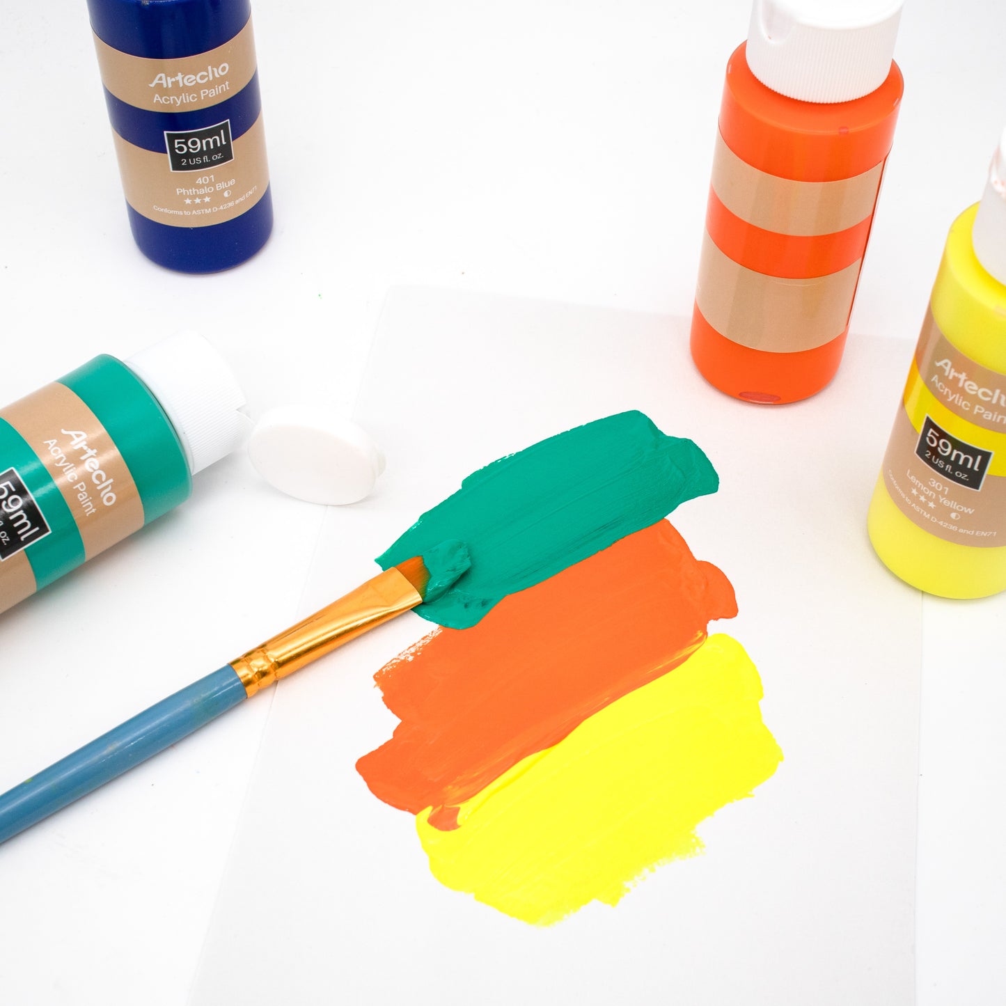 Artecho Acrylfarben Set - 18/ 24 / 48 wasserfeste Farben, je 59 ml Flaschen - SETL