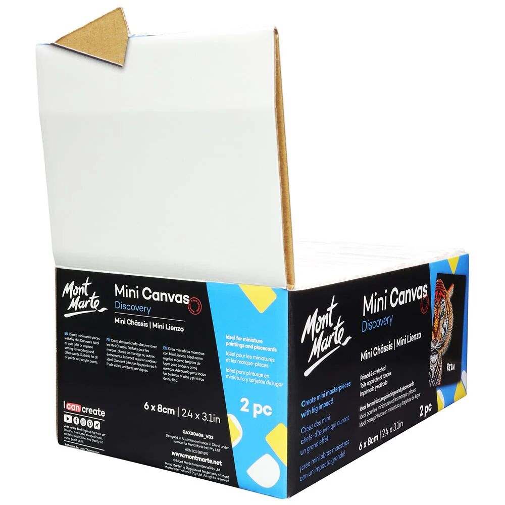 Mont Marte Discovery Mini Leinwand 6 x 8 cm, 2er Set