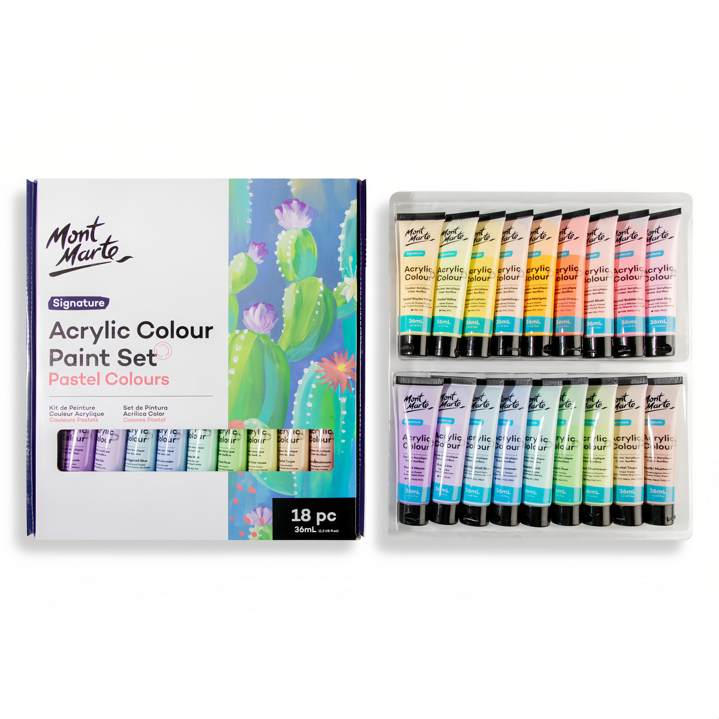 Mont Marte Acrylfarben Set Pastell- 18x36ml in Tuben
