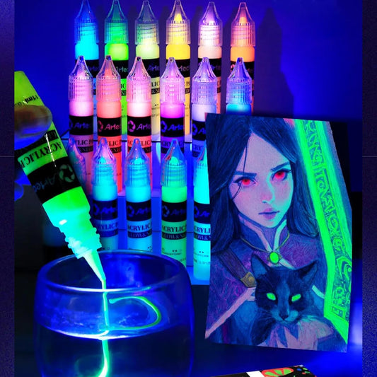 Artecho Glow & Neon Acrylfarben Set - 18 x 11 ml - SETL
