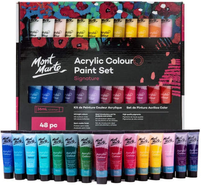 Mont Marte Acrylfarben Set Premium – 18/ 24/ 36/ 48 Farben x36ml in Tuben