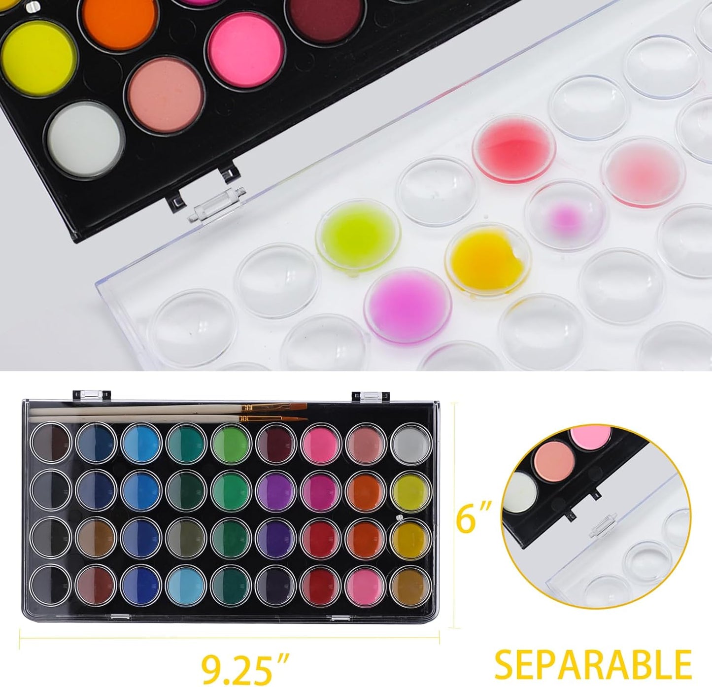 Artecho Aquarellfarben Set - 36 Farben mit 3 Pinseln