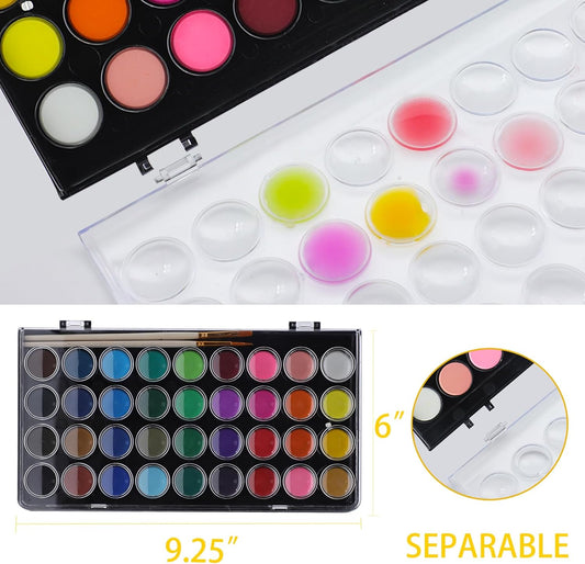 Artecho Aquarellfarben Set - 36 Farben mit 3 Pinseln