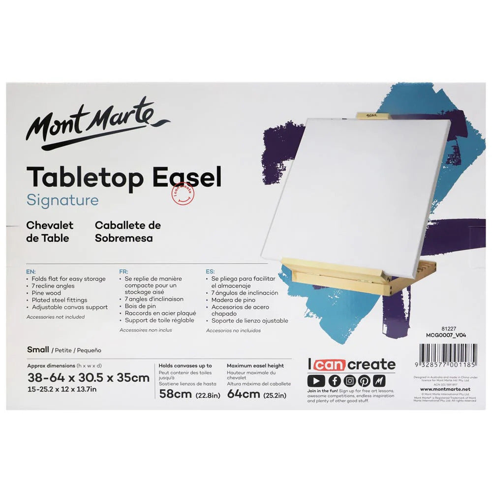 Mont Marte Tischstaffelei aus Kiefernholz – klappbar, für Leinwände bis 58 cm