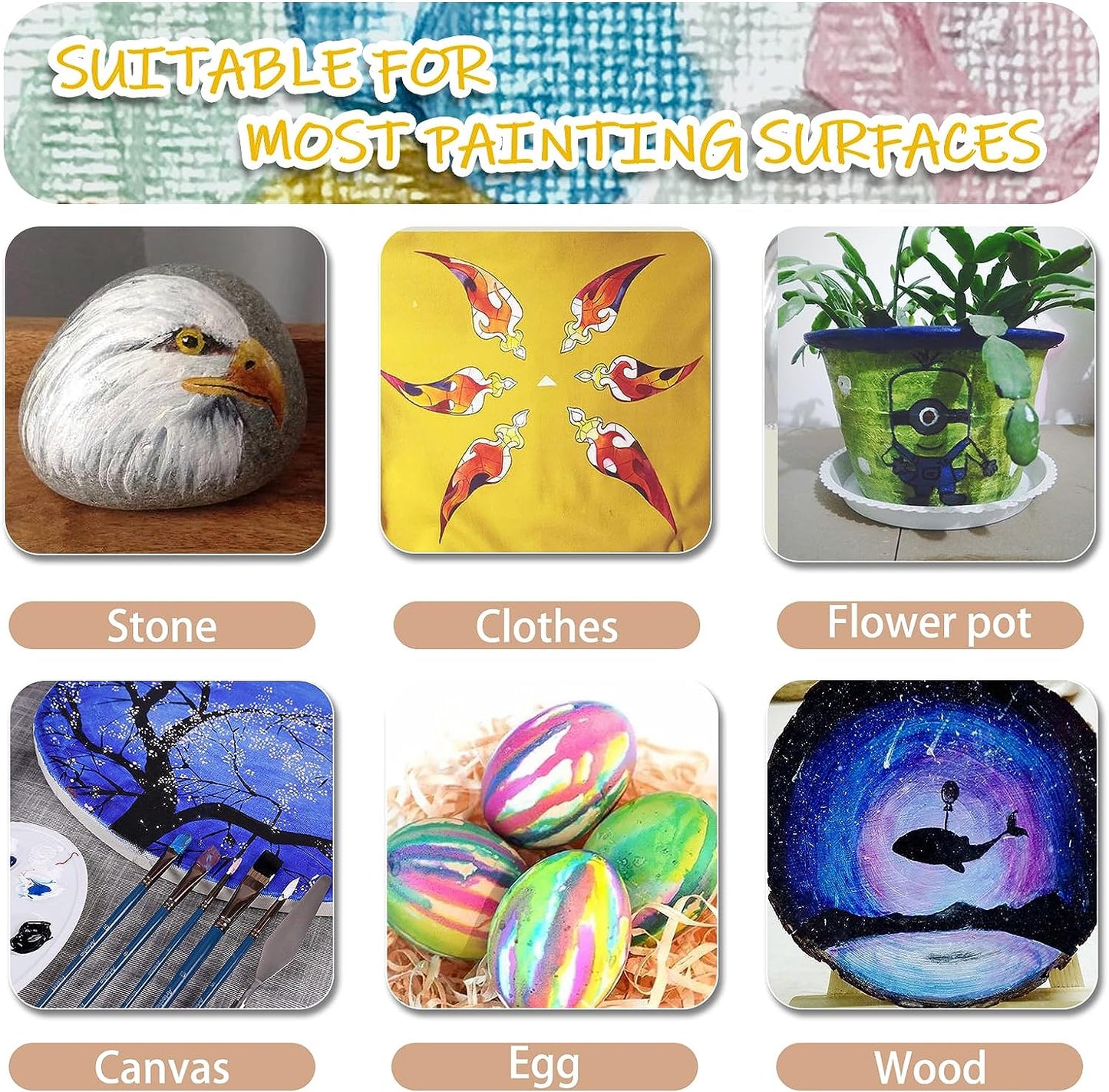 Artecho Acrylfarben Set - 18/ 24 / 48 wasserfeste Farben,  je 36 ml Tuben