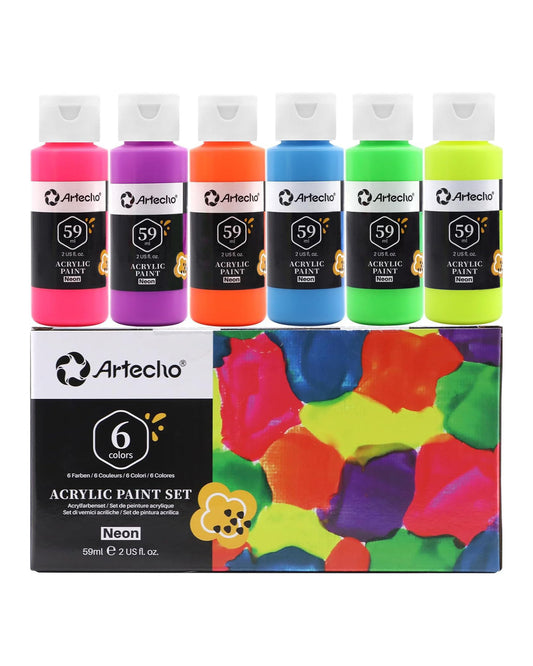 Artecho Acrylfarben Set Neon - 6x59ml in Flaschen - SETL