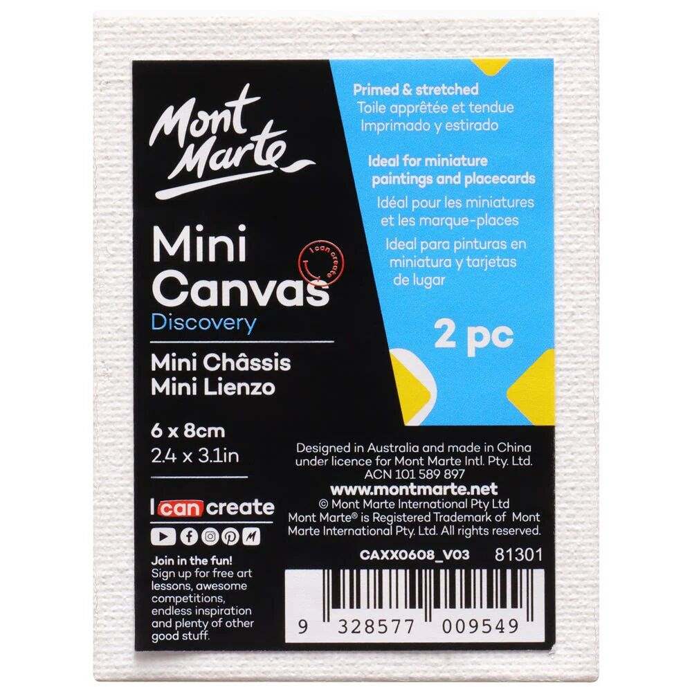 Mont Marte Discovery Mini Leinwand 6 x 8 cm, 2er Set