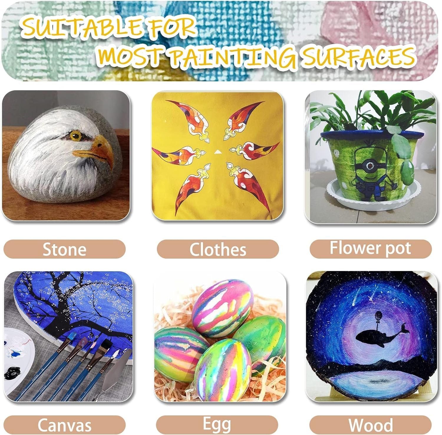 Artecho 24 x wasserfesten Acrylfarben, je 60 ml Tuben mit Klappverschluss - SETL