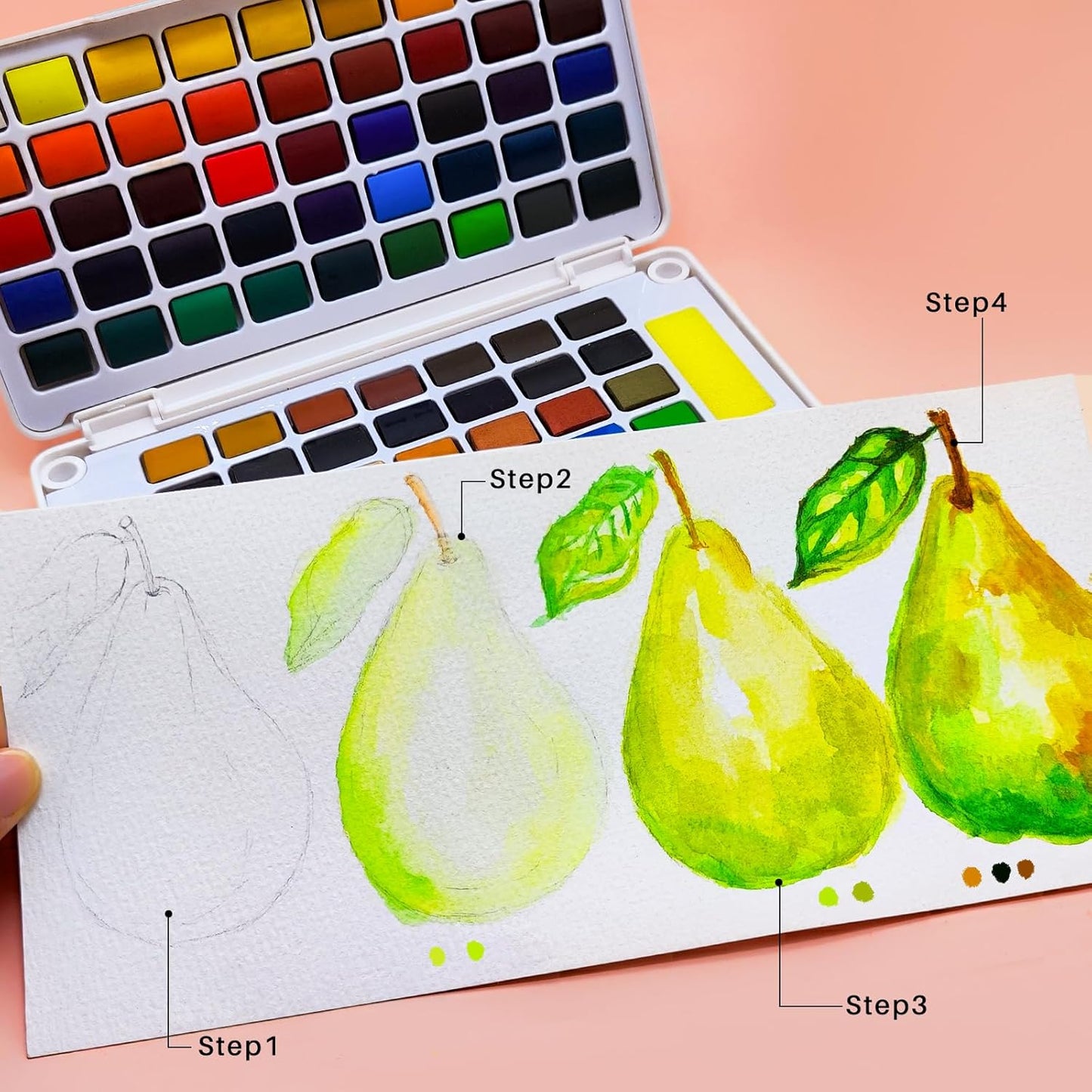 Artecho Aquarellfarben Set – 24 / 48 / 72 Farben mit Wassertankpinsel & Schwamm