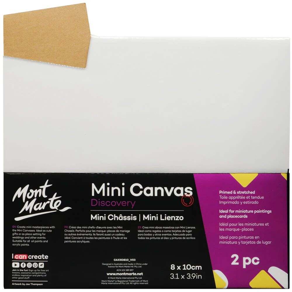 Mont Marte Discovery Mini Leinwand 8 x 10 cm, 2er Set