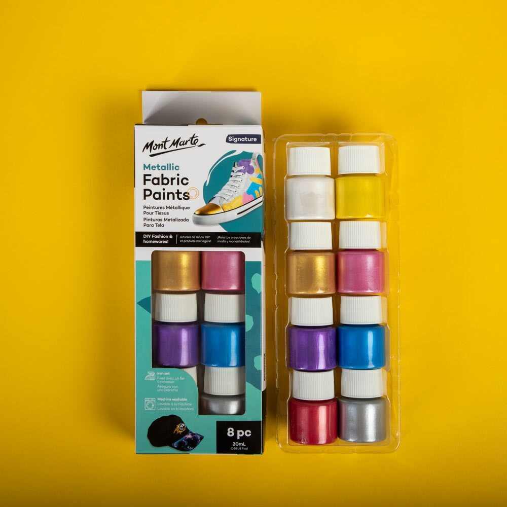 Mont Marte Metallic Textilfarbe Set 8 x 20ml - SETL