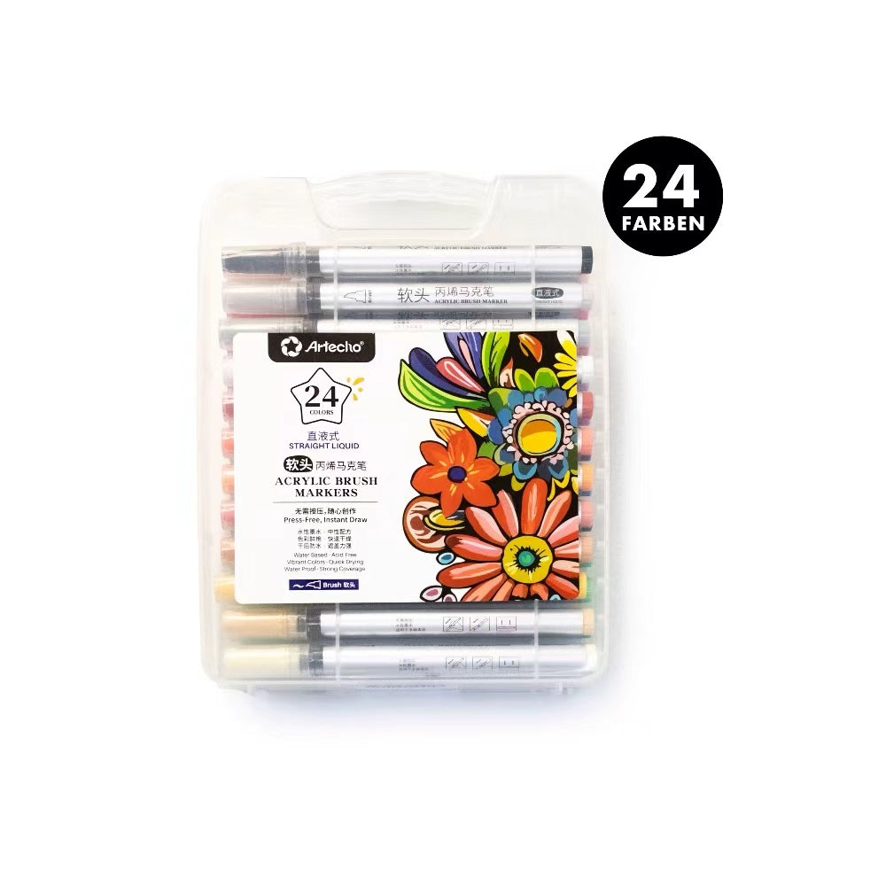 Artecho Acrylstifte Set – 24 / 48 Farben – Direktflüssig & Wasserfest - SETL