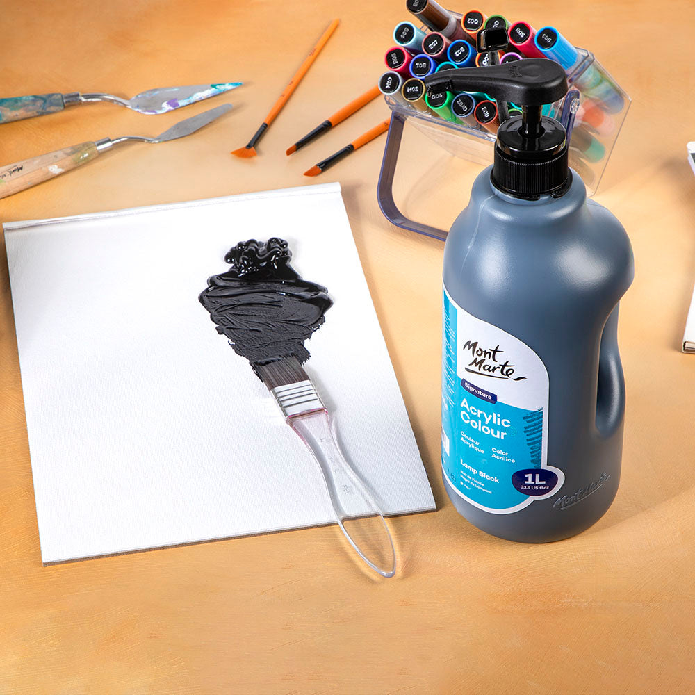 Mont Marte Acrylfarbe 1000 ml – Farbe wählbar in Weiß / Schwarz - SETL
