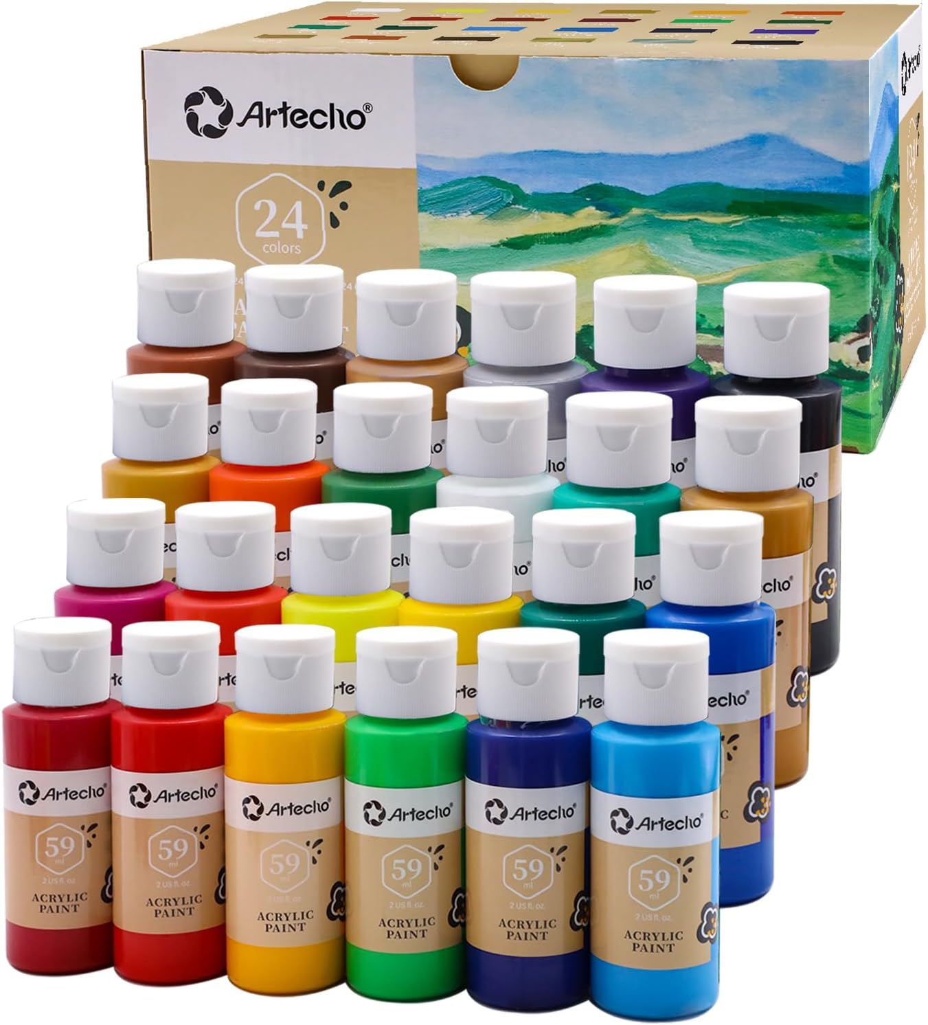 Artecho Acrylfarben Set - 18/24/48 ×59ml in Flaschen