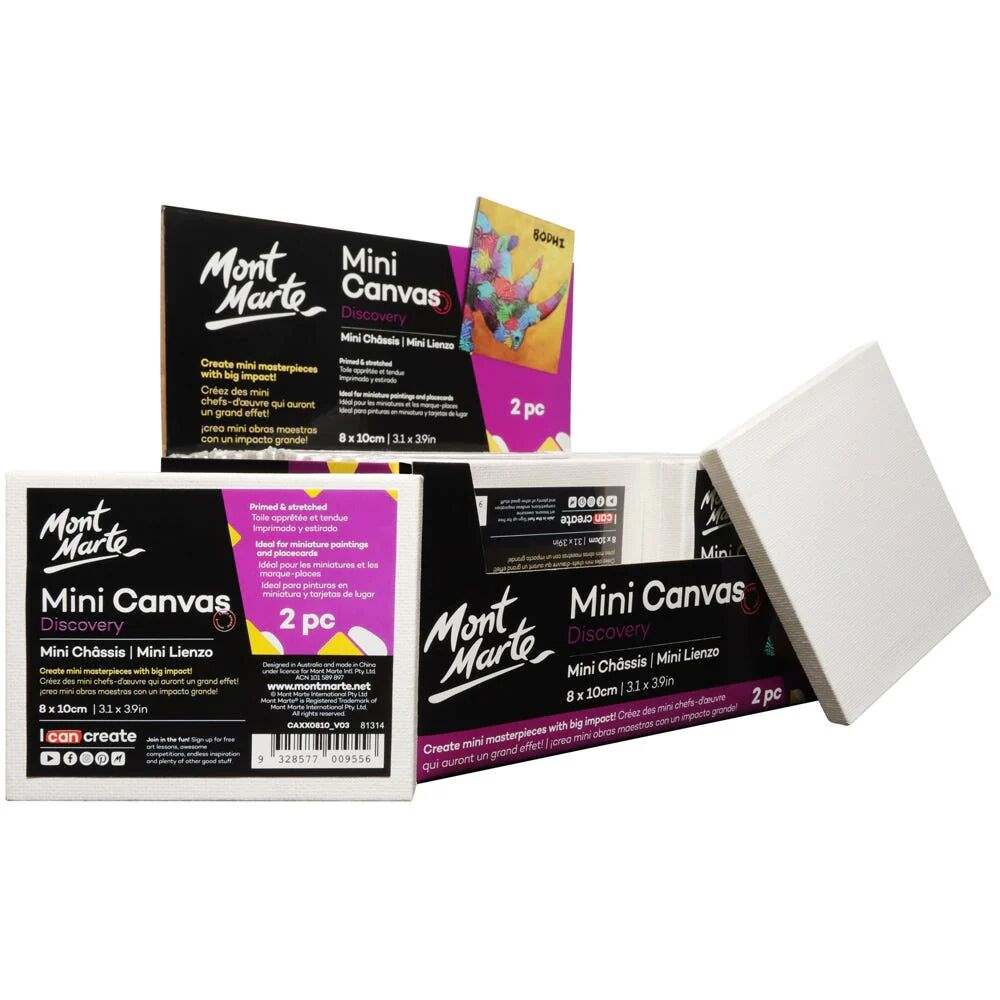 Mont Marte Discovery Mini Leinwand 8 x 10 cm, 2er Set