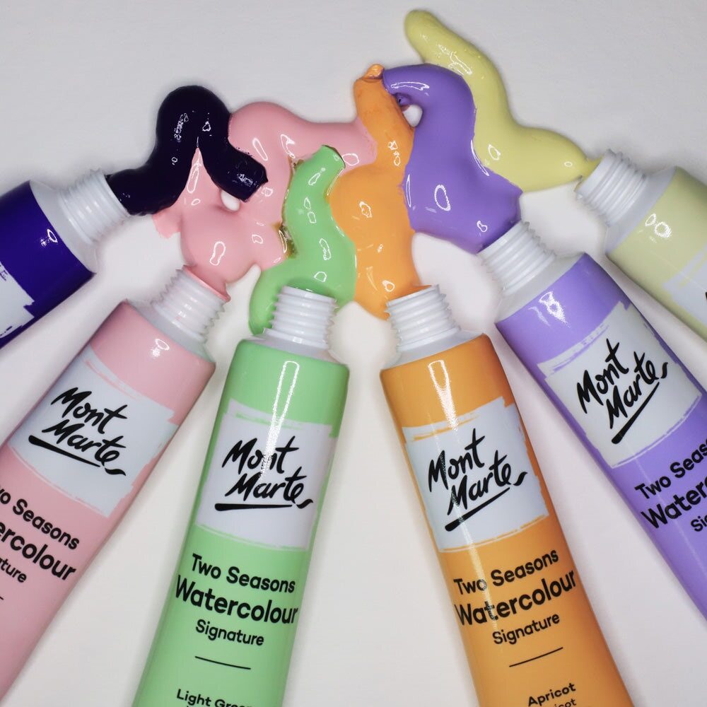 Mont Marte Aquarellfarben Set, 18 x 12 ml Tuben, Künstler Wasserfarben, Hochpigmentierte Farben für Aquarellmalerei, Papier & kreative Projekte - SETL