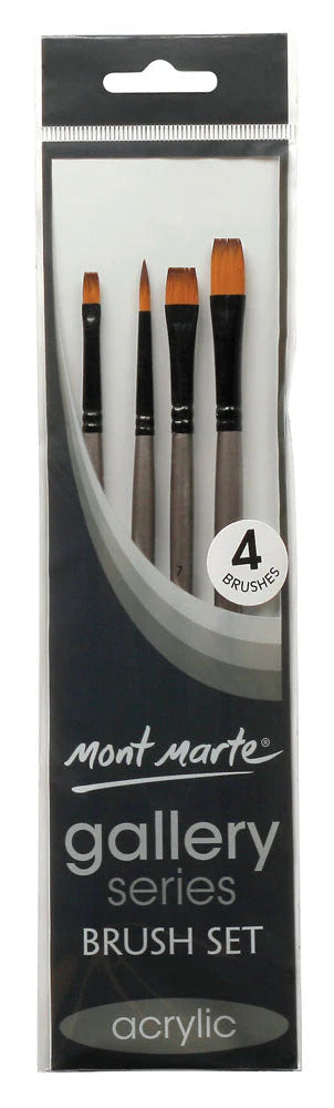 Mont Marte Acrylpinsel Set 4-teilig – Größen 5/6/7/9