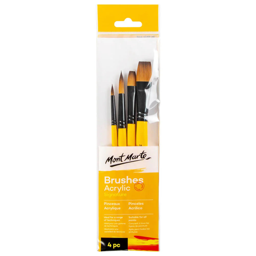 Mont Marte Acrylpinsel Set 4-teilig – Größen 6/10/12/16