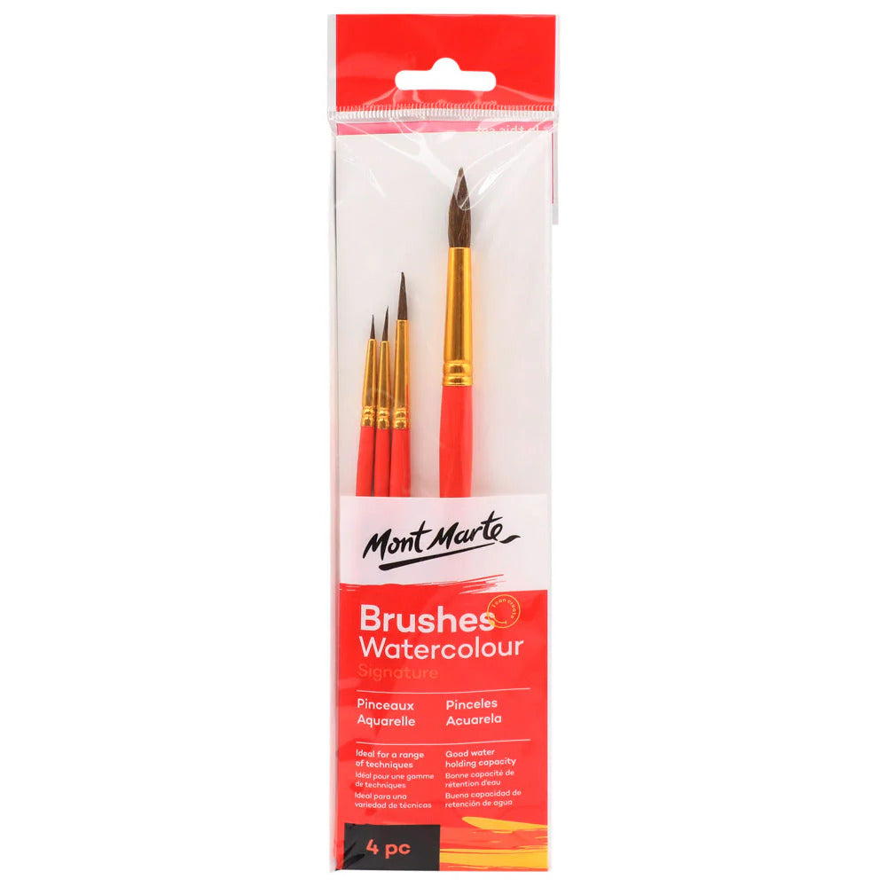 Mont Marte Aquarellpinsel Set 4-teilig – Größen 2/4/6/12