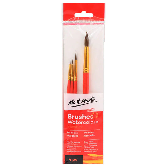 Mont Marte Aquarellpinsel Set 4-teilig – Größen 2/4/6/12 - SETL