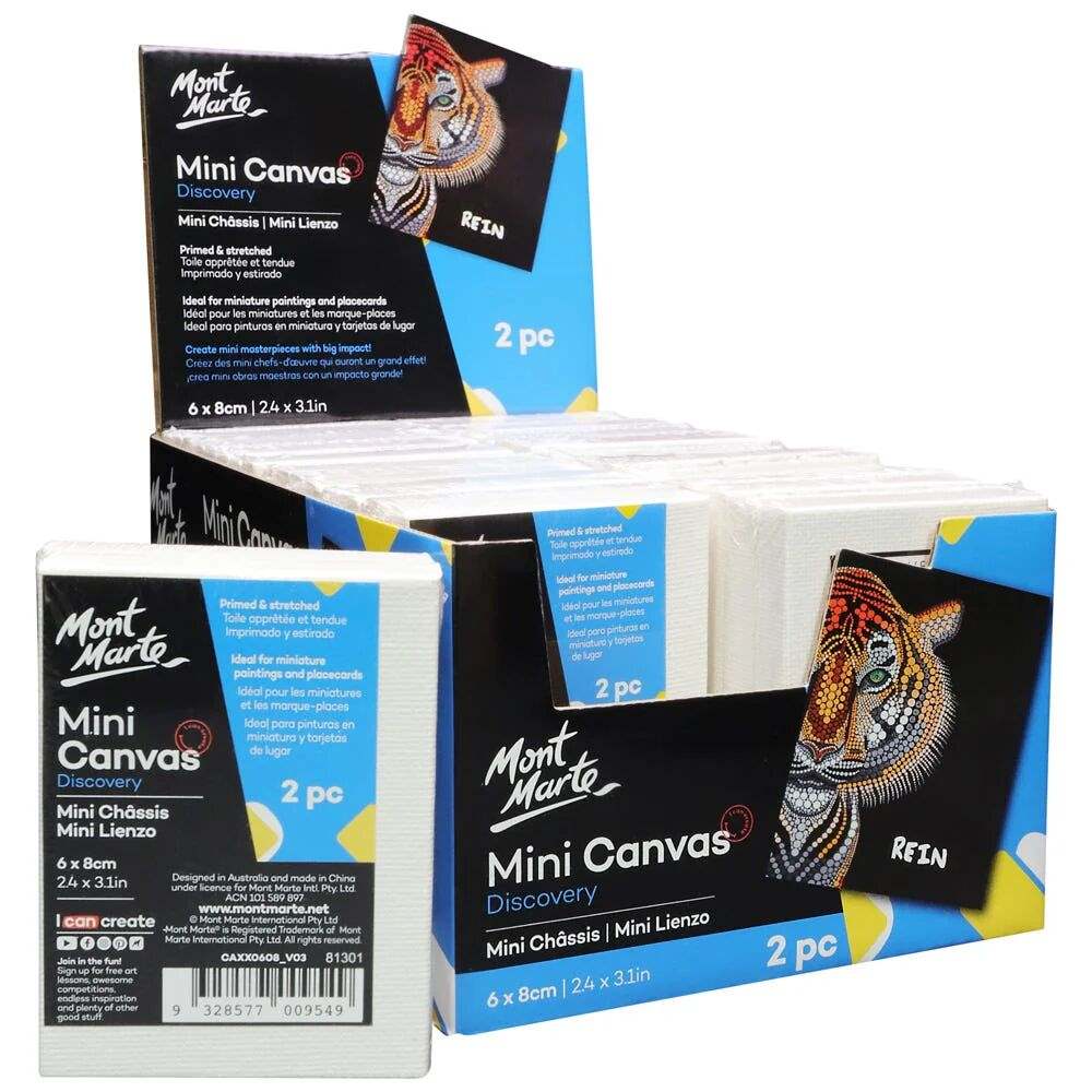 Mont Marte Discovery Mini Leinwand 6 x 8 cm, 2er Set