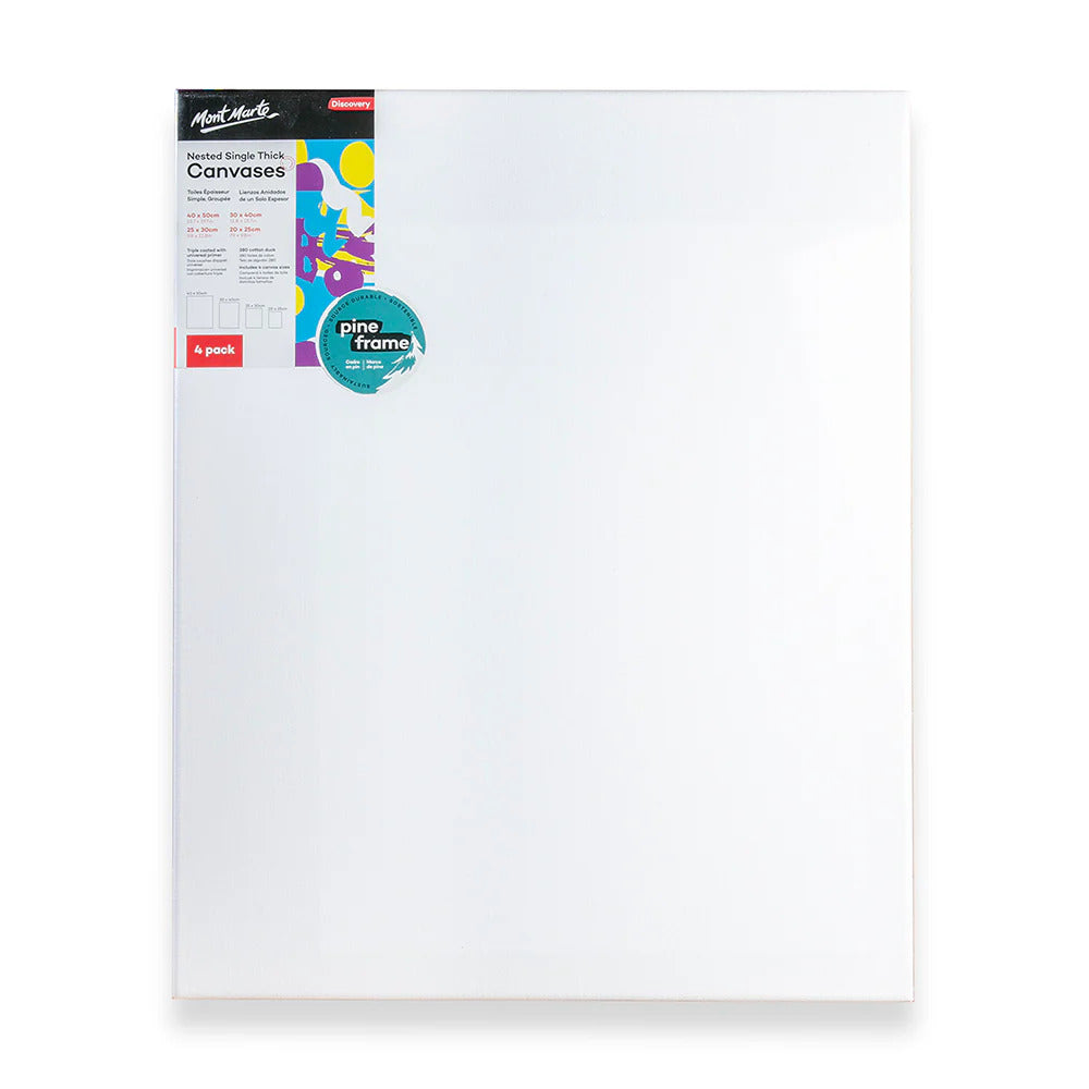 Mont Marte Discovery Leinwand auf Keilrahmen 4er-Set – 20 x 25 bis 40 x 50 cm