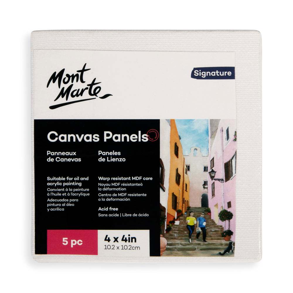 Mont Marte Leinwandplatten 10,2 x 10,2 cm, 5er Set