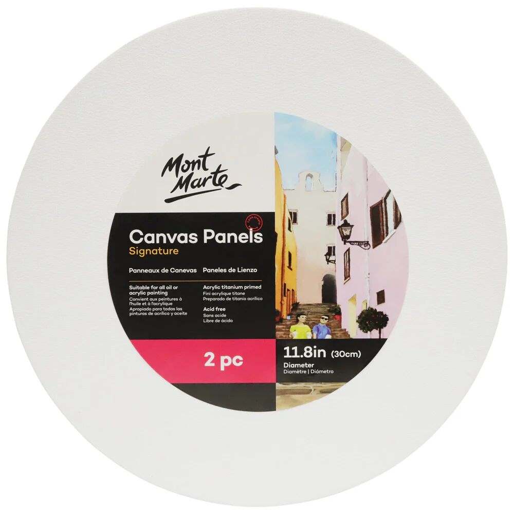 Mont Marte Runde Leinwandplatten Ø 30 cm, 2er Set