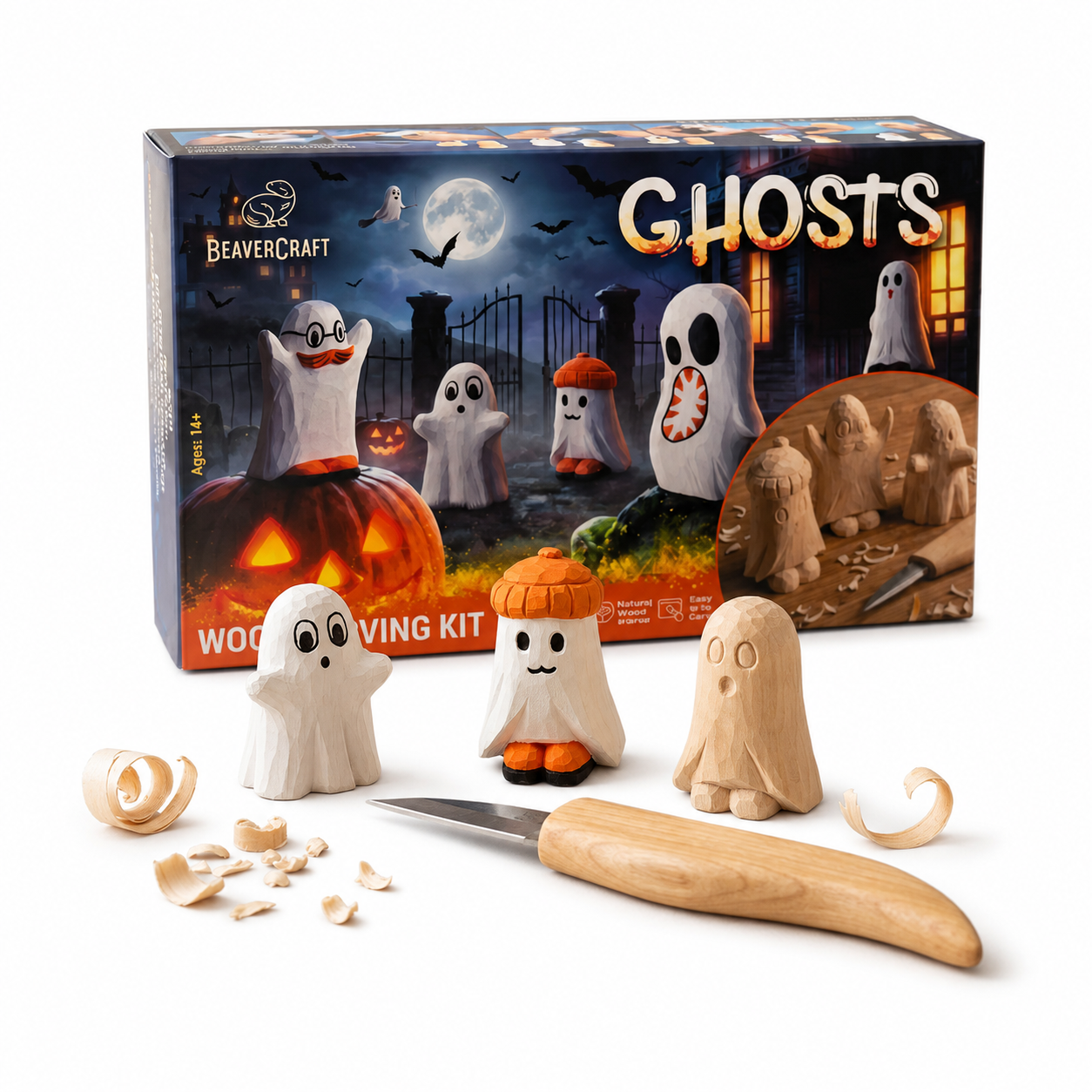 Beaver Craft Halloween - Geister-Holzschnitzset