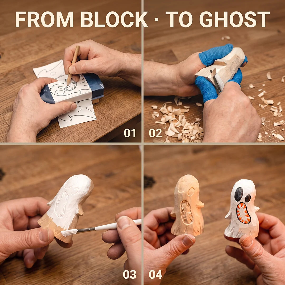 Beaver Craft Halloween - Geister-Holzschnitzset
