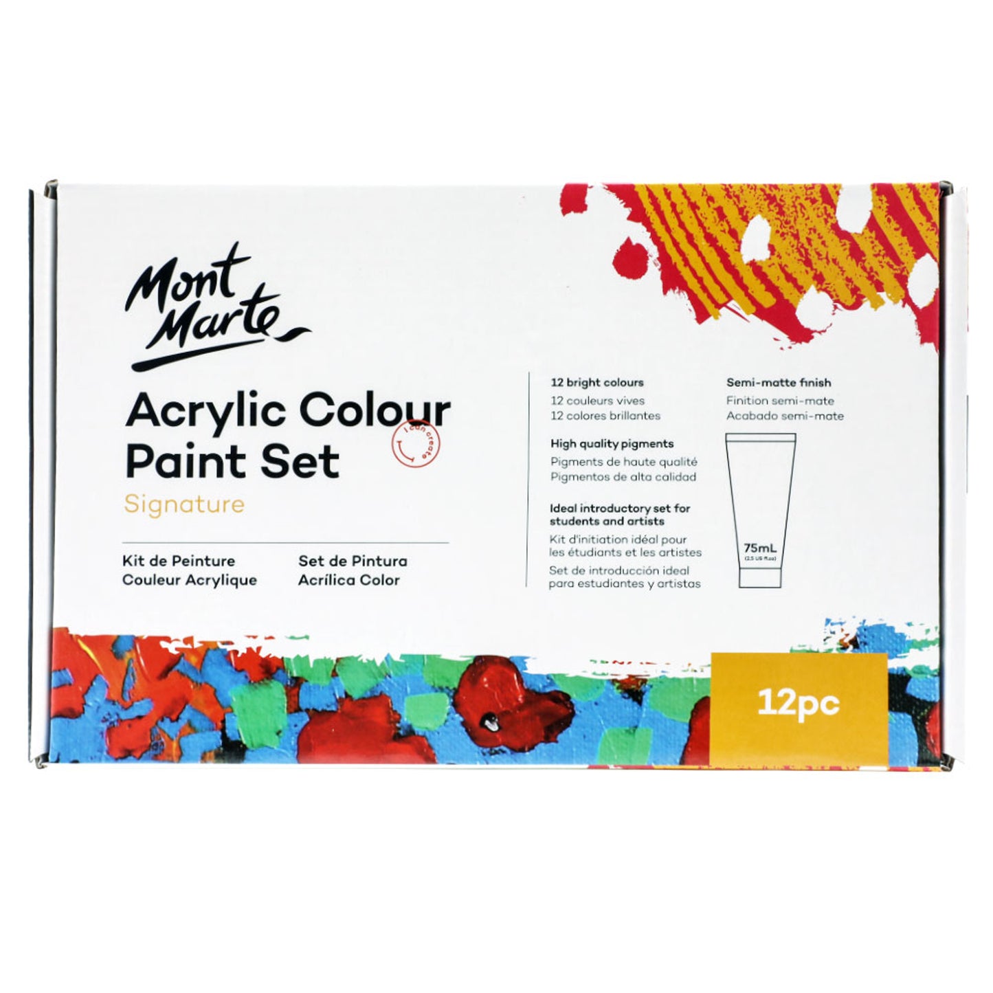 Mont Marte Acrylfarben Set - 12 / 24 Farben x 75ml in Tuben - SETL