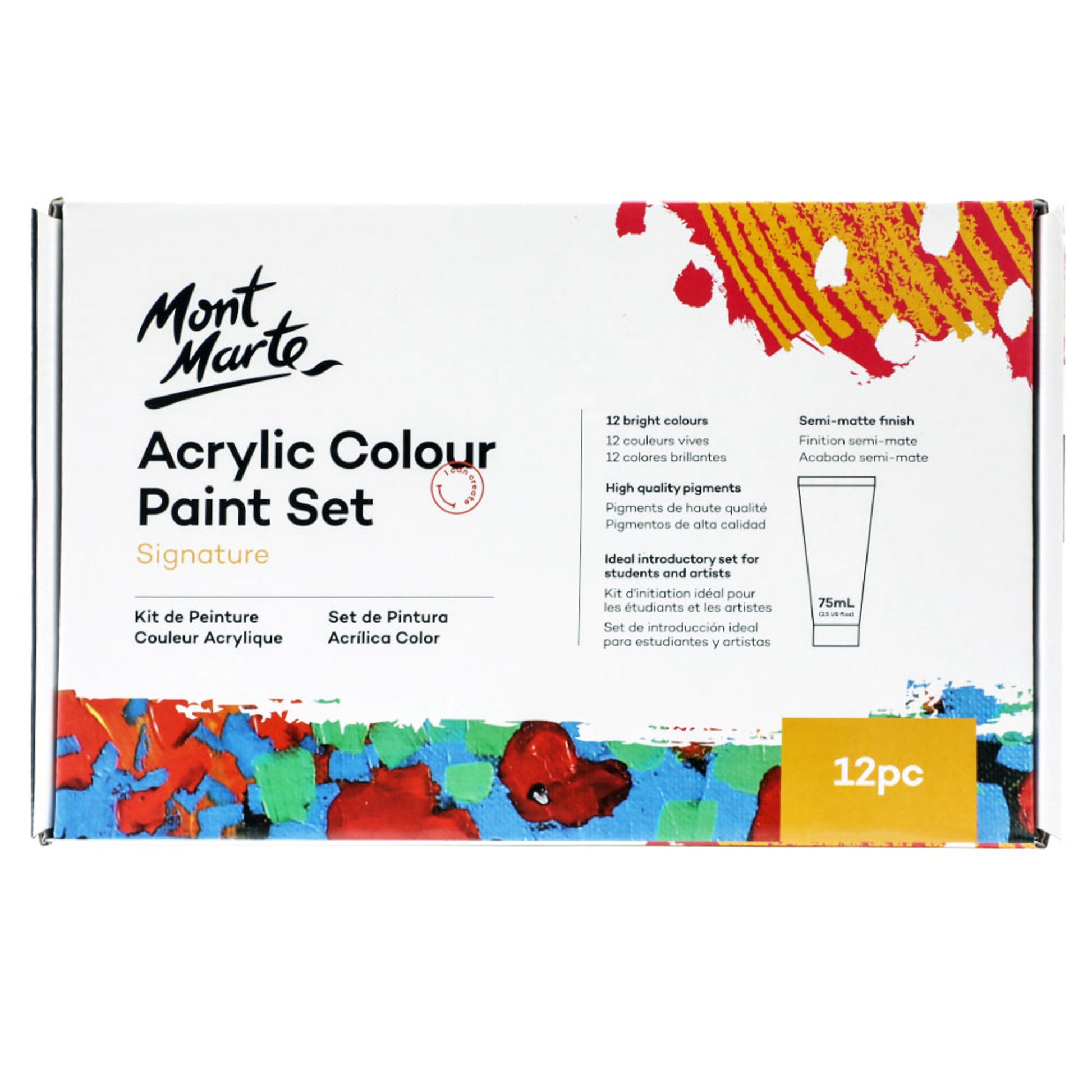Mont Marte Acrylfarben Set - 12 / 24 Farben x 75ml in Tuben - SETL