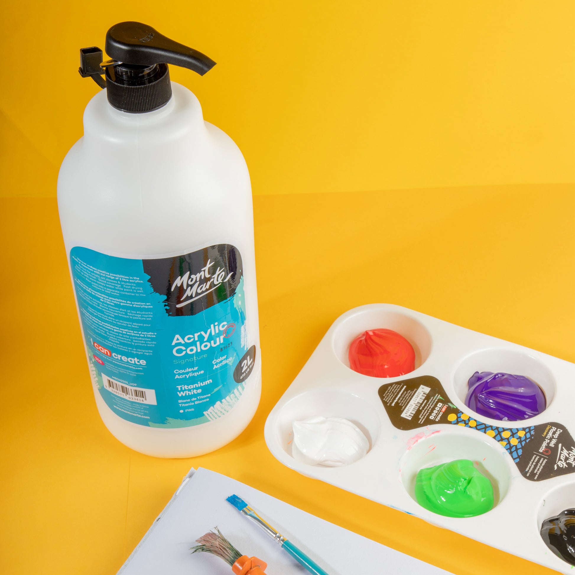 Mont Marte Acrylfarbe 2L Flasche - Titanweiß - SETL