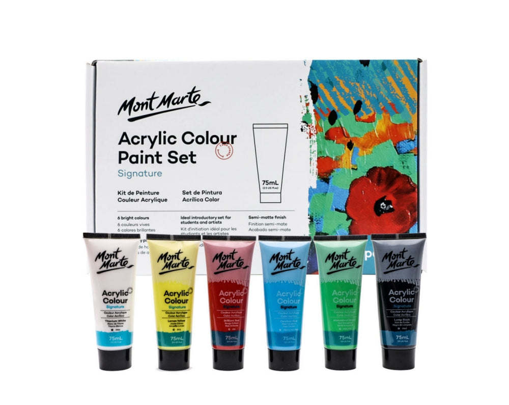 Mont Marte Acrylfarben Set 6 / 12 / 24 Farben x 75ml Tuben - SETL