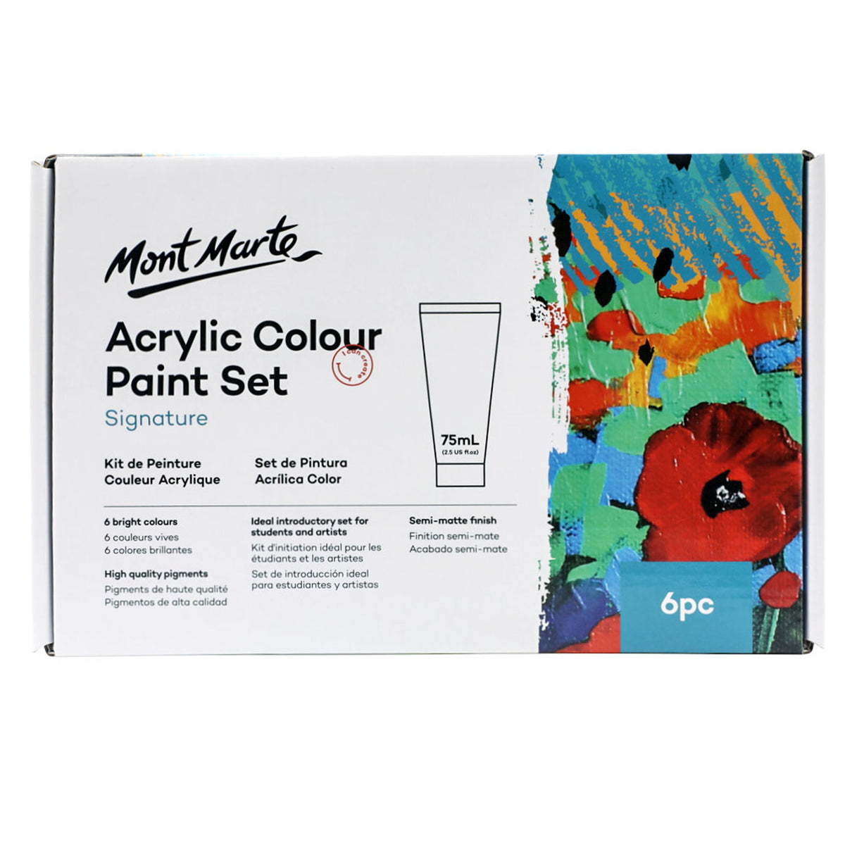 Mont Marte Acrylfarben Set 6 / 12 / 24 Farben x 75ml Tuben - SETL