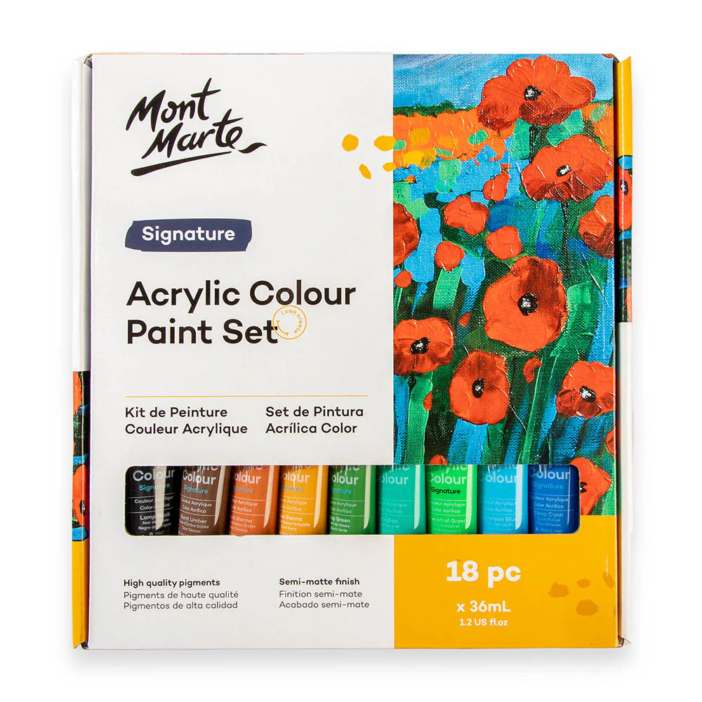 Mont Marte Acrylfarben Set Premium – 18/ 24/ 36/ 48 Farben x36ml in Tuben