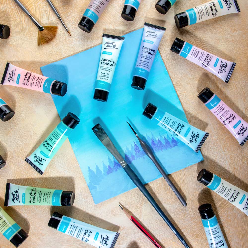 Mont Marte Acrylfarben Set Pastell- 12 / 18 / 24 / 48 Farben x 36ml in Tuben