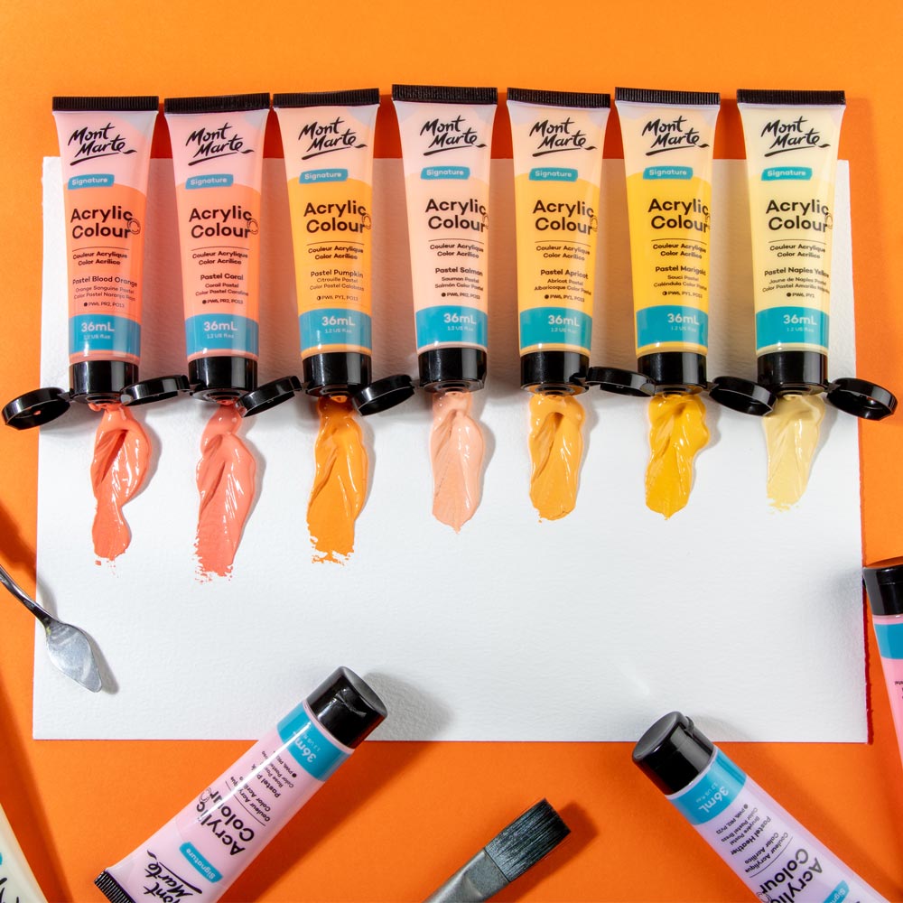 Mont Marte Acrylfarben Set Pastell- 12 / 18 / 24 / 48 Farben x 36ml in Tuben