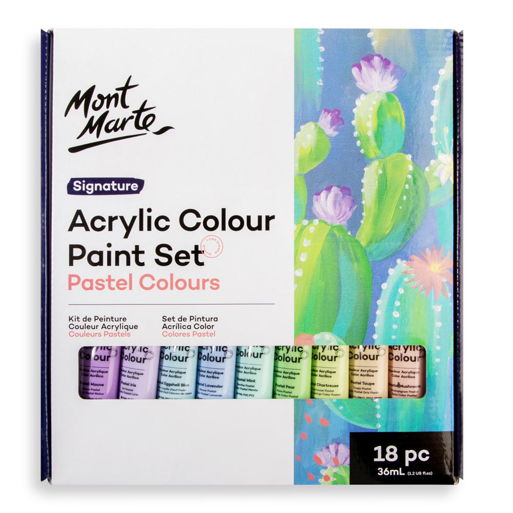 Mont Marte Acrylfarben Set Pastell- 12 / 18 / 24 / 48 Farben x 36ml in Tuben