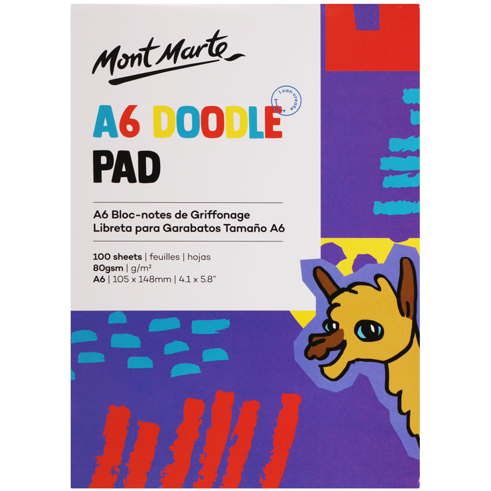 Mont Marte Doodle Pad A6 – kompakter Zeichenblock mit 100 Blatt, 80 g/m²
