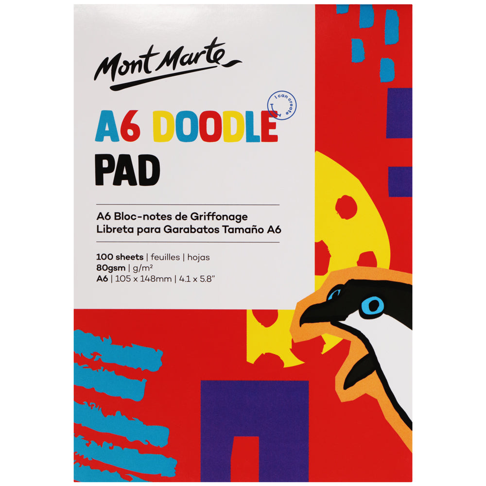 Mont Marte Doodle Pad A6 – kompakter Zeichenblock mit 100 Blatt, 80 g/m²