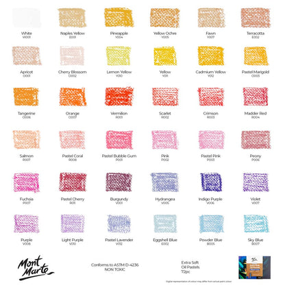 Mont Marte Ölpastellkreiden Set – Vibrant - 72 extraweiche Farben