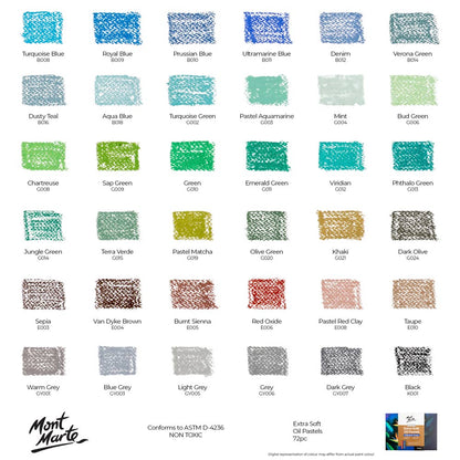 Mont Marte Ölpastellkreiden Set – Vibrant - 72 extraweiche Farben