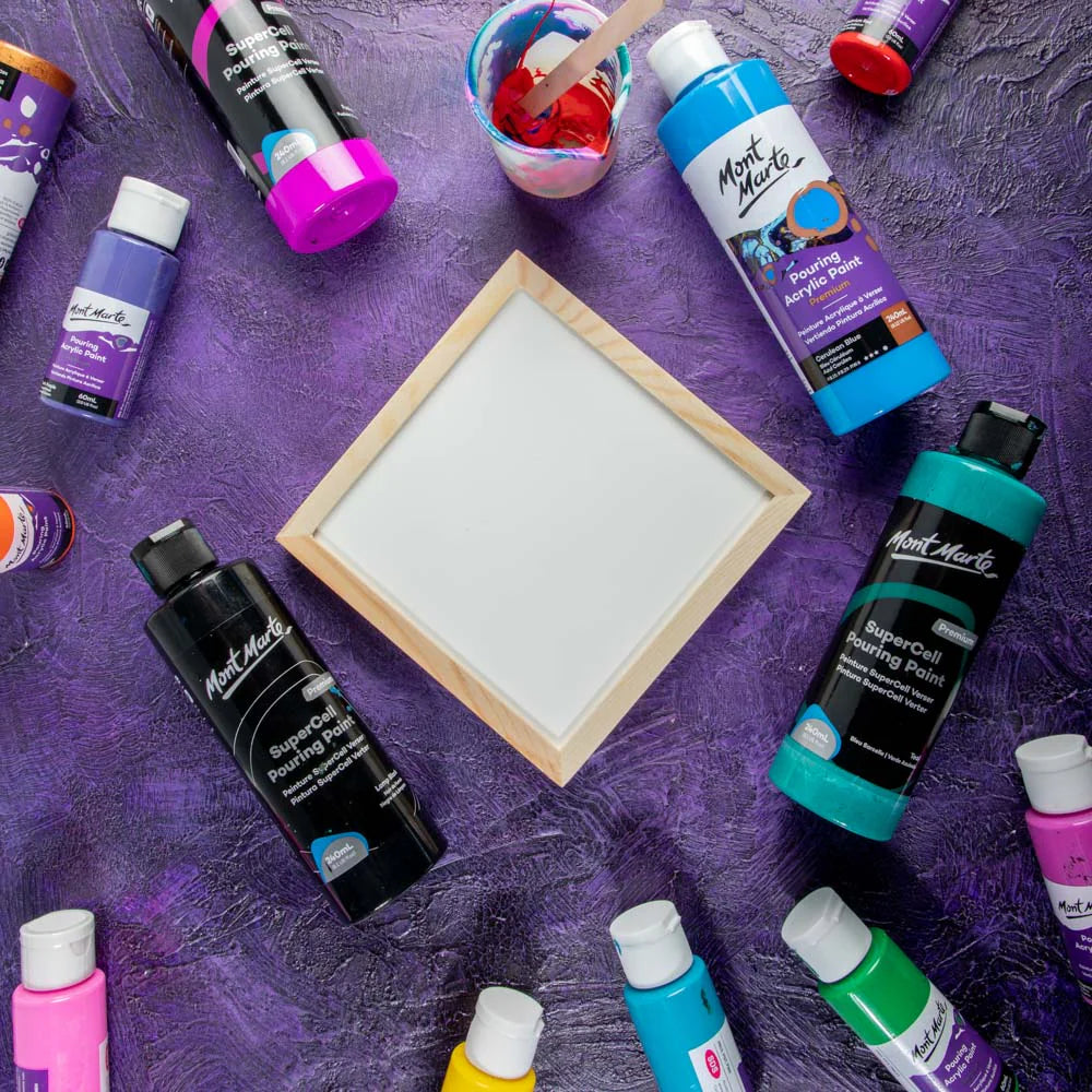 Mont Marte Premium Fluid Art Panel – Verzugsfreie Holztafel mit Rahmen für Pouring Kunst