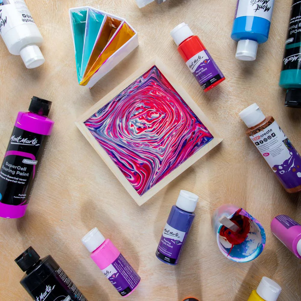 Mont Marte Premium Fluid Art Panel – Verzugsfreie Holztafel mit Rahmen für Pouring Kunst