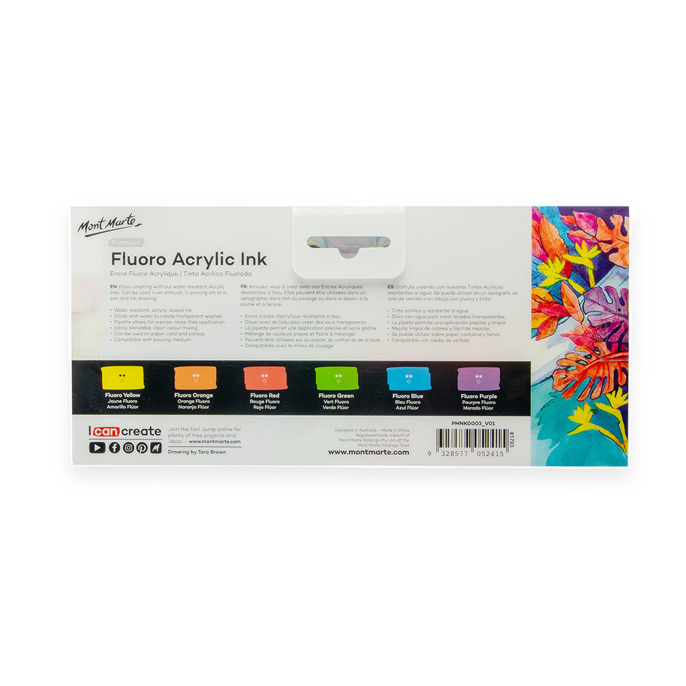 Mont Marte Premium Acryl Ink Set Neon – 6  Farben - SETL